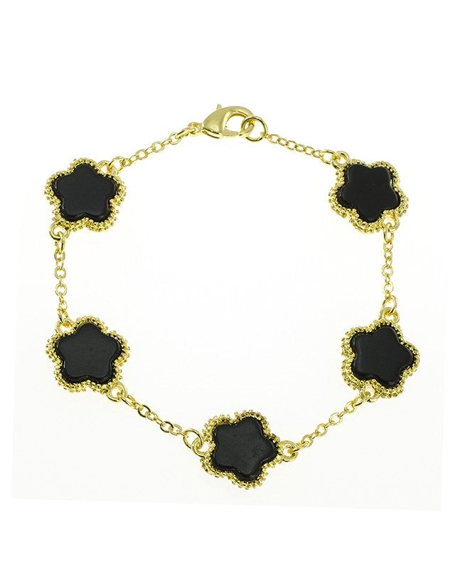 【BLACKPURPLE】Clover cubic bracelet Black Resin Clover Bracelet – Jardin Jewelry