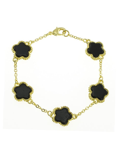 Black Resin Clover Bracelet – Jardin Jewelry