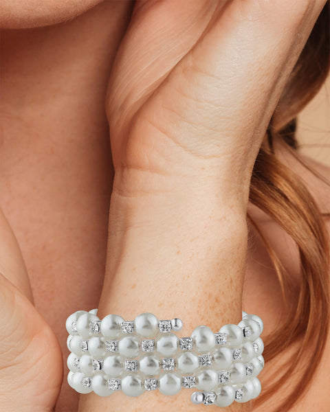 Pearl and Crystal Wrap Bracelet