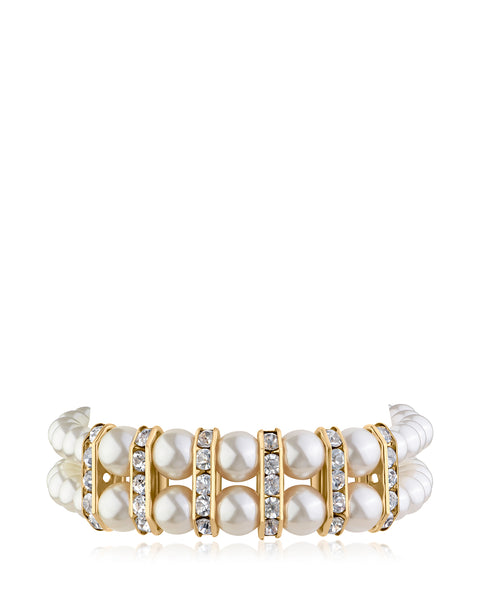 Faux Pearl & Crystal Double Strand Bracelet