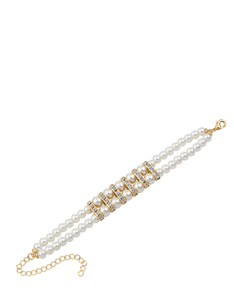 Faux Pearl & Crystal Double Strand Bracelet