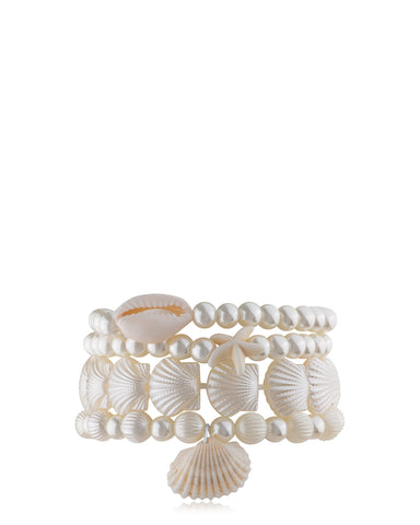 Glass Pearl and Shell Bracelets