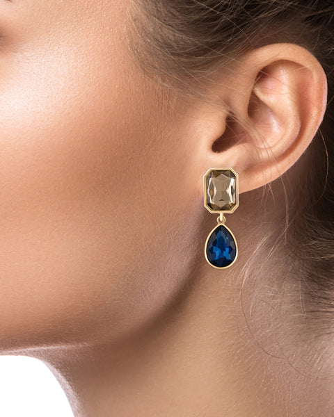 Faceted Emerald Crystal Pear Drop Earrings