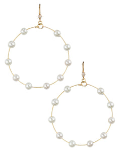 Pearl Station Hoop Earrings