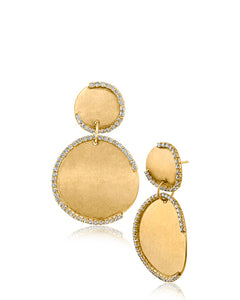 Hammered Double Disc Drop Earrings