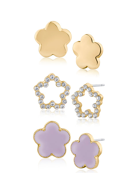 Set of 3 Clover Stud Earrings