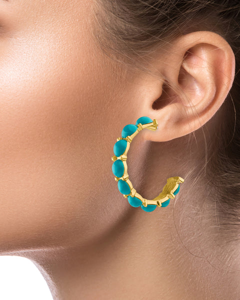 Large Turquoise Hoop Earrings