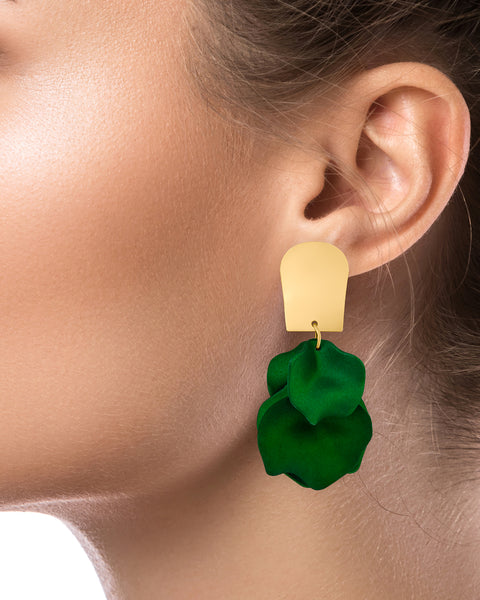 Green Leaf Drop Earrings