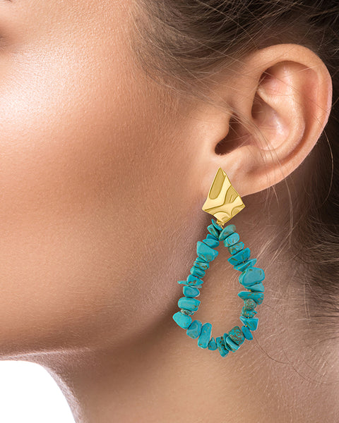 Turquoise Beaded Teardrop Earrings