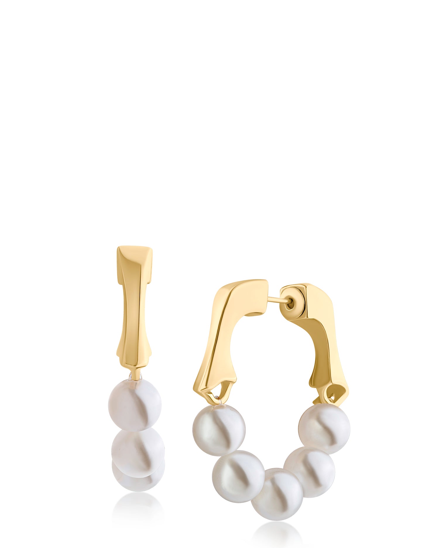 Pearl and Gold Hoop Earrings