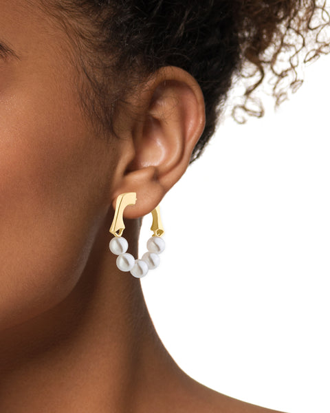 Pearl and Gold Hoop Earrings