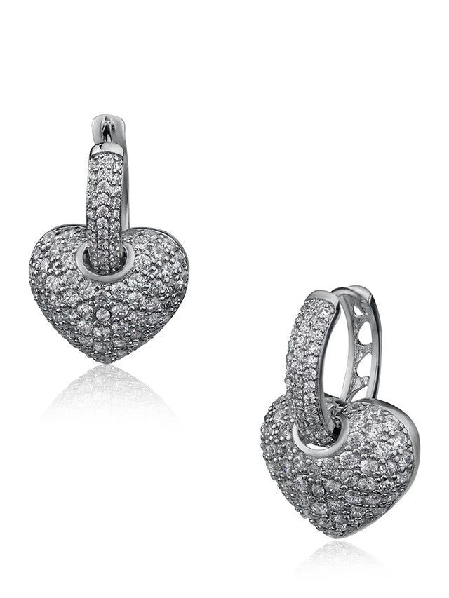 Pave CZ Heart Earrings