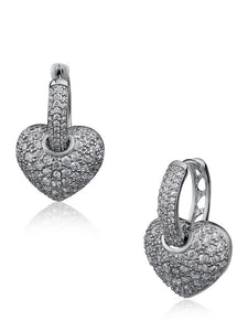 Pave CZ Heart Earrings