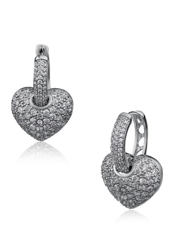 Pave CZ Heart Earrings