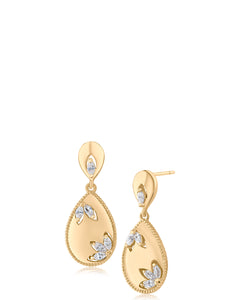 Teardrop Floral Motif Earrings