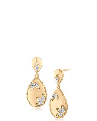 Teardrop Floral Motif Earrings