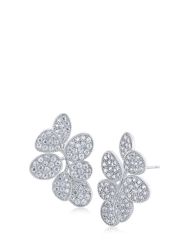 CZ Pave Petal Earrings