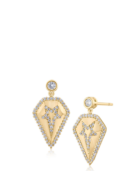 Gold-Tone Crystal Starburst Drop Earrings