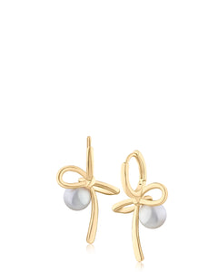 Bow and Pearl Drop Earrings