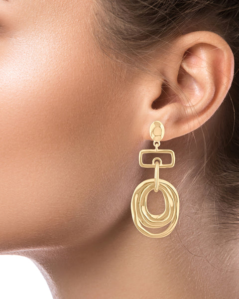 Linked Oval Drop Earrings