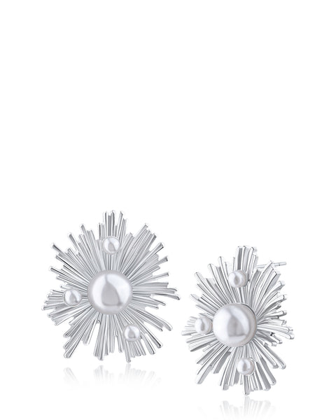 Modern Sunshine Faux Pearl Stud Earrings