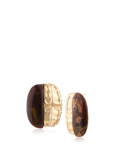 MARBLED RESIN SCULPTURAL STATEMENT EARRING