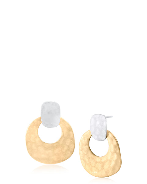 Two-Tone Hammered Drop Earrings