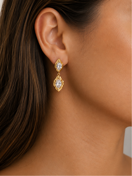 Abstract Crystal Liquid Drop Earrings