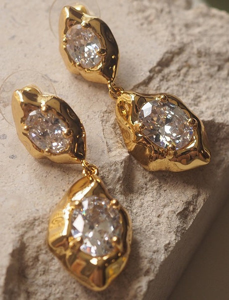 Abstract Crystal Liquid Drop Earrings