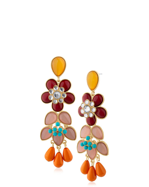 Flower Linear Drop Earrings