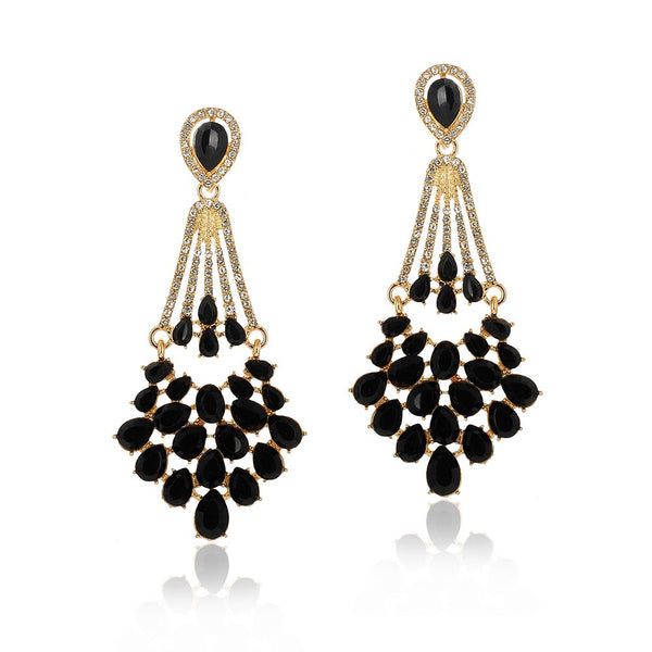 Black Crystal Chandelier Earrings