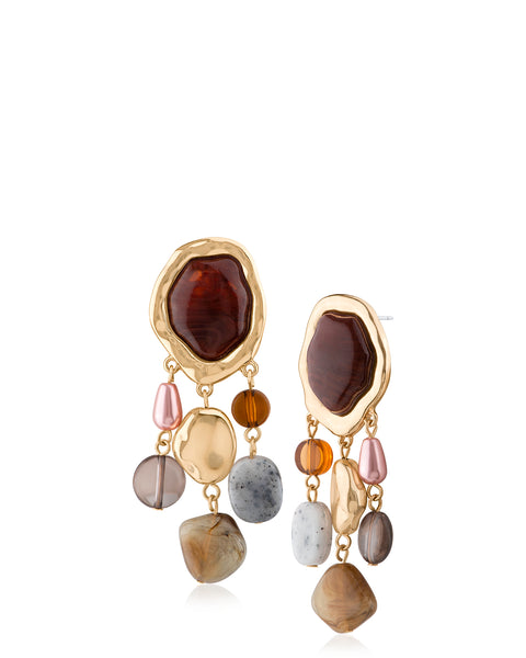 Multicolor Gemstone-Inspired Cluster Drop Earrings