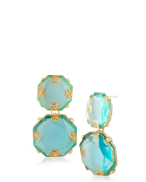 Faceted Double Drop Statement Earrings