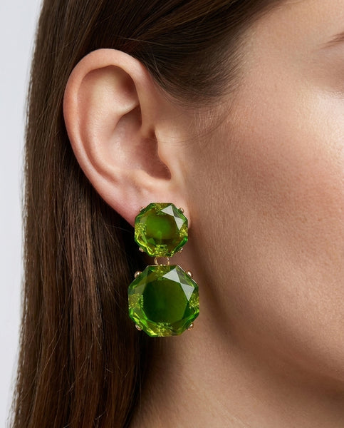 Faceted Double Drop Statement Earrings
