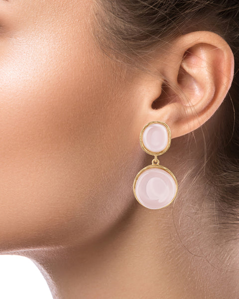 Simulated Pink Quartz Drop Earrings