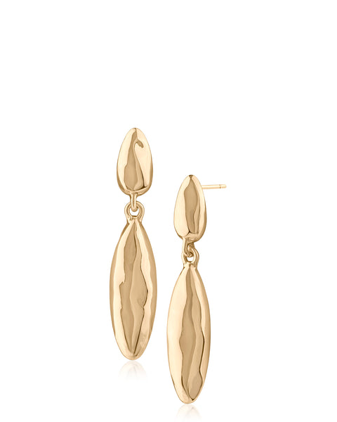Softly Hammered Linear Drop Earrings