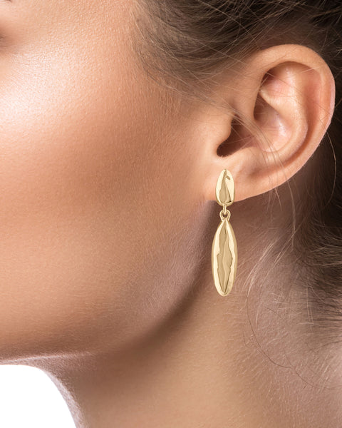 Softly Hammered Linear Drop Earrings
