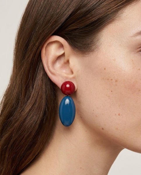 Retro Color-block Drop Earrings