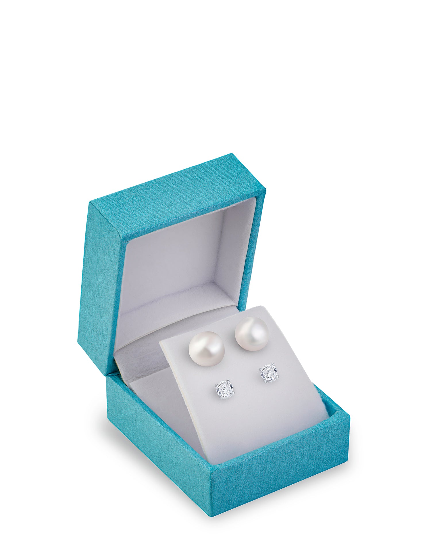 Pearl and CZ Stud Set