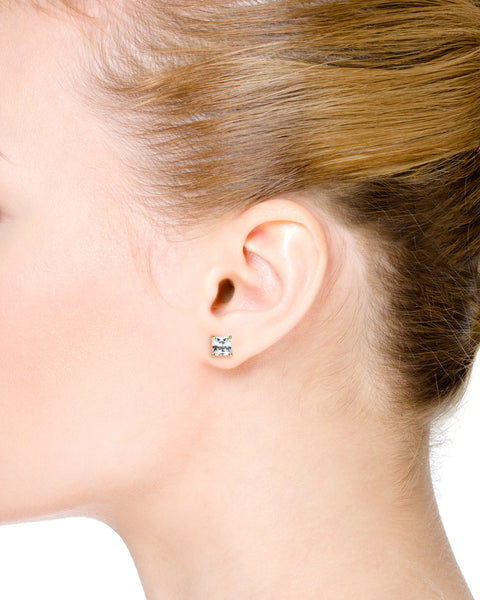 Princess Cut Stud Earrings