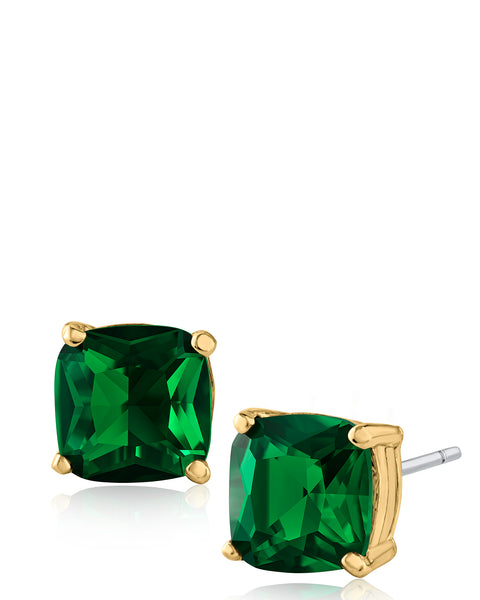 Emerald Cushion CZ Studs