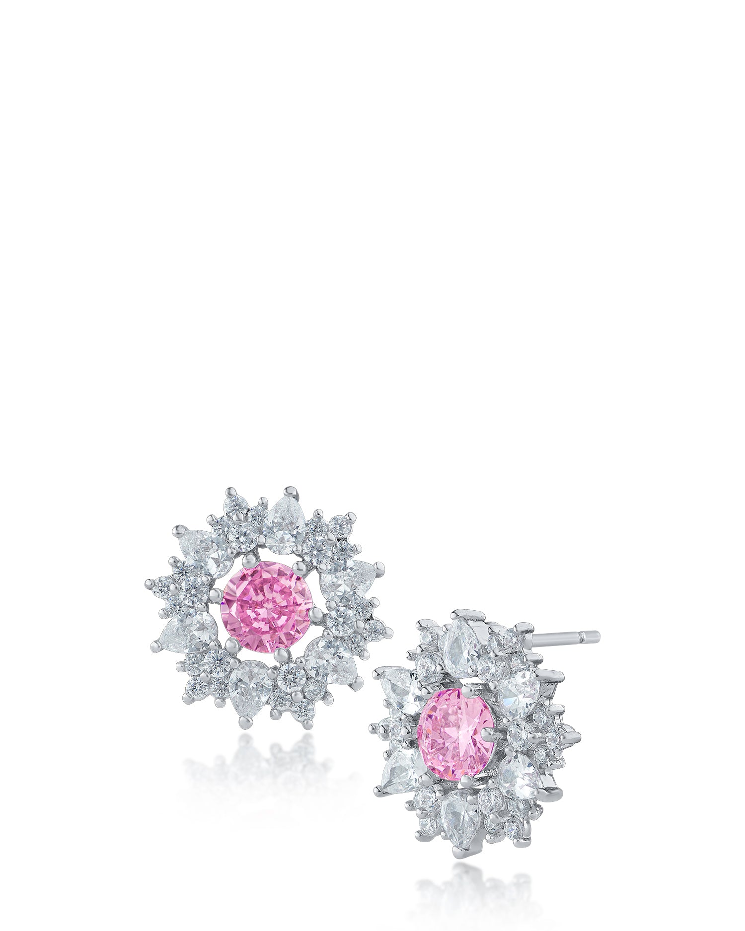 Round and Pear CZ Starburst Earrings