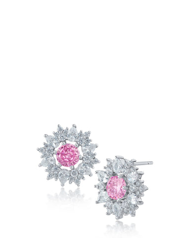 Round and Pear CZ Starburst Earrings
