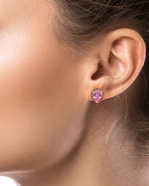 Pink Pear Stud Earring s