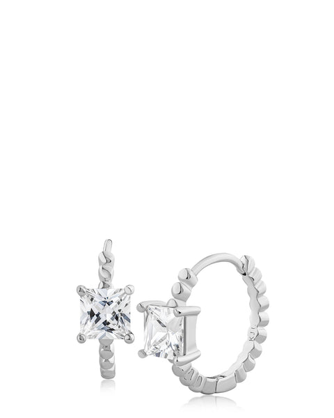 Princess CZ Hoop Earrings
