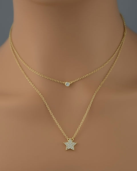 Double Layer Star Charm Necklace