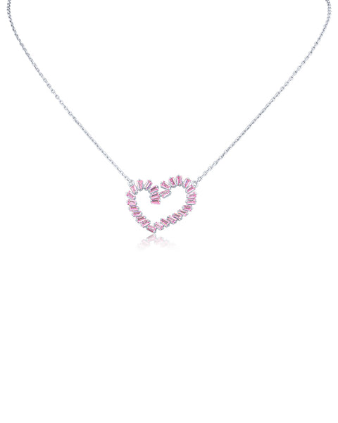 Pink CZ Heart Necklace