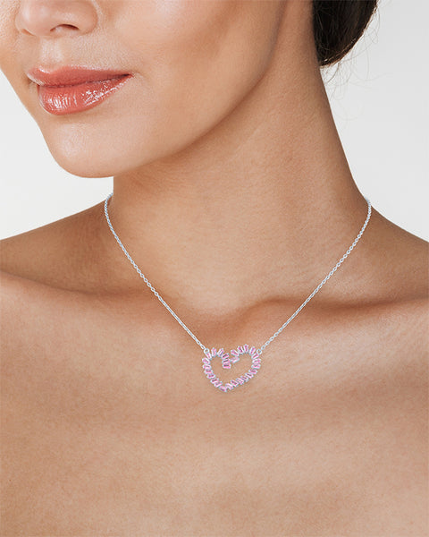 Pink CZ Heart Necklace