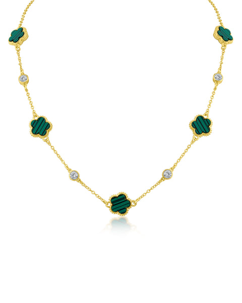 Clover and CZ Station Necklace