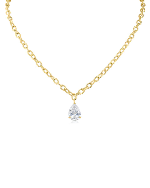 Pear CZ and Chain Necklace